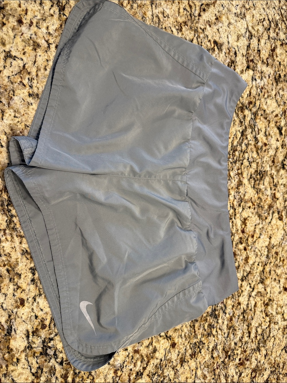 Nike Light Gray Running Shorts with Swoosh